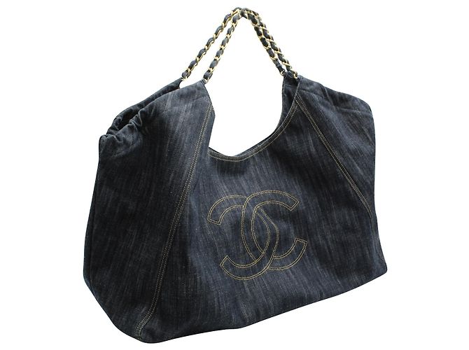 Bolso tote Chanel Coco Cabas en denim azul - vista 13