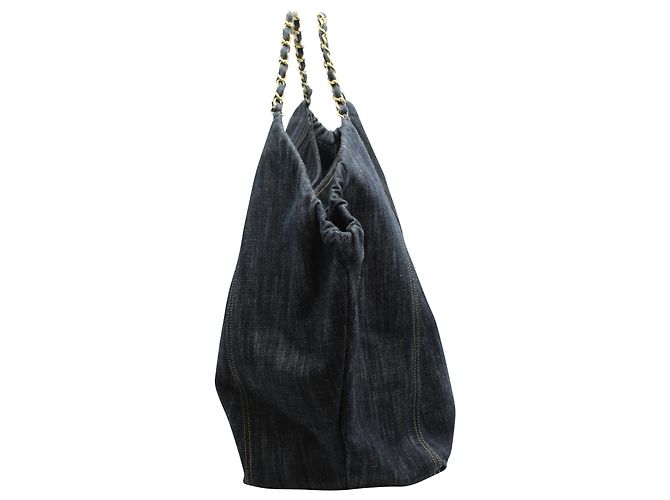 Bolso tote Chanel Coco Cabas en denim azul - vista 3