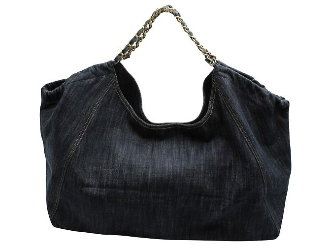 Bolso tote Chanel Coco Cabas en denim azul - vista 4