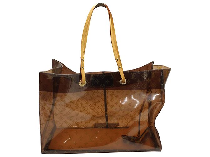 Borsa tote Louis Vuitton Ambre Cruise in PVC marrone - vista 4