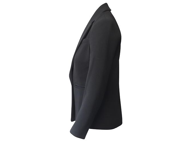 Maje Valmy Krepp-Blazer mit gefütterter Brust aus schwarzem Polyester - vista 2