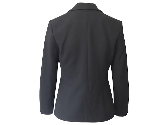 Maje Valmy Krepp-Blazer mit gefütterter Brust aus schwarzem Polyester - vista 3