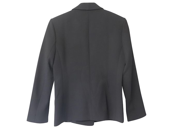 Maje Valmy Krepp-Blazer mit gefütterter Brust aus schwarzem Polyester - vista 4