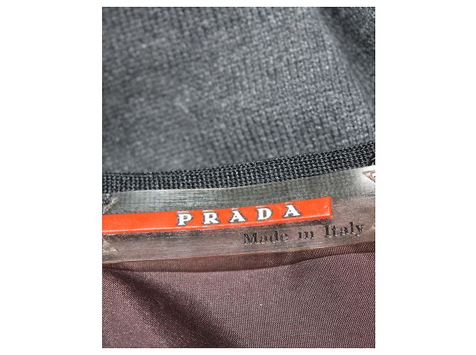 Top de dois tons Prada Shoulder Snap em náilon marrom/preto - vista 4