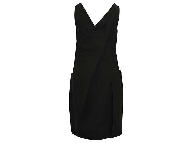Vestido sem mangas e bolsos Prada em algodão preto - vista 3