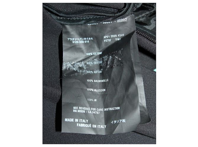 Vestido sem mangas e bolsos Prada em algodão preto - vista 5