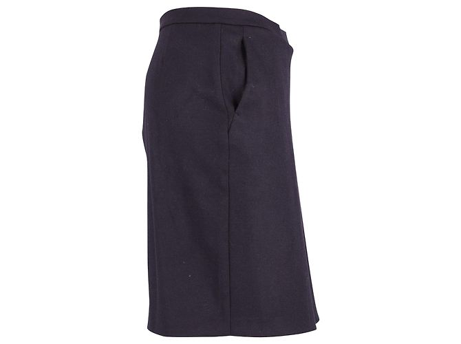 Gonna tubino a portafoglio Max Mara in lana blu navy - vista 2