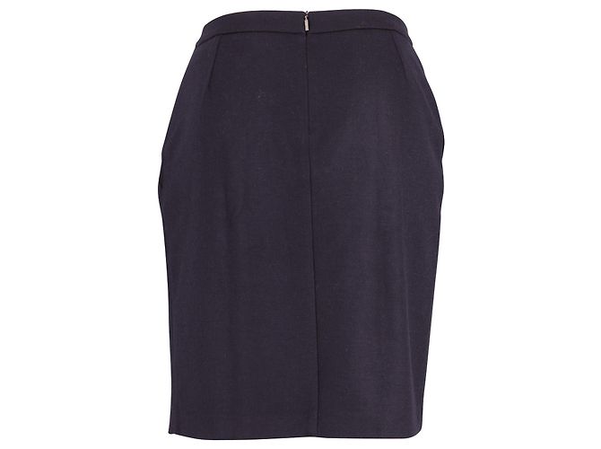 Gonna tubino a portafoglio Max Mara in lana blu navy - vista 3