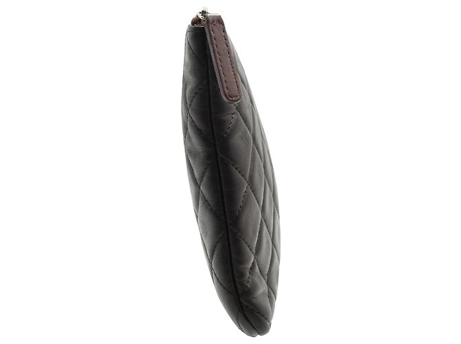 Pochette Chanel Classic in Pelle di Agnello Marrone - vista 3