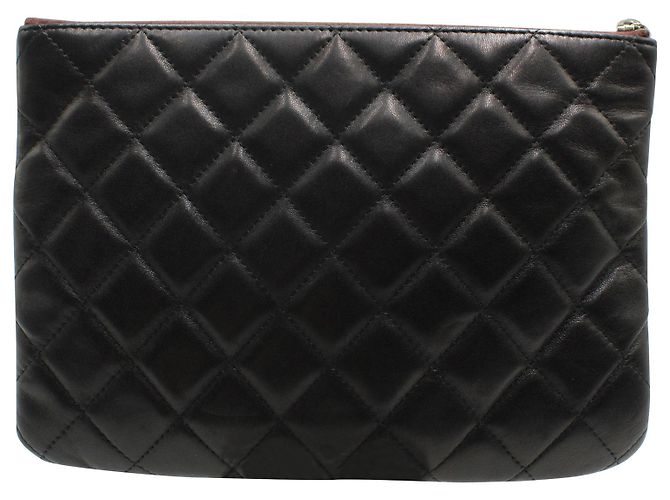 Pochette Chanel Classic in Pelle di Agnello Marrone - vista 4