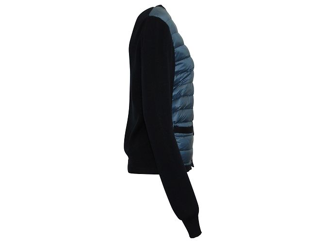 Moncler Knit Sleeve Quilted Down Panel Cardigan Jacket in Navy Polyamide Azul Azul marino - vista 2