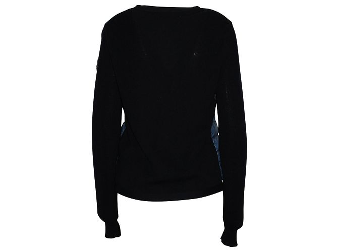 Moncler Knit Sleeve Quilted Down Panel Cardigan Jacket in Navy Polyamide Azul Azul marino - vista 3