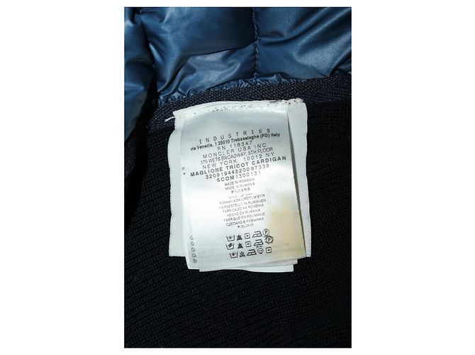 Moncler Knit Sleeve Quilted Down Panel Cardigan Jacket in Navy Polyamide Azul Azul marino - vista 5
