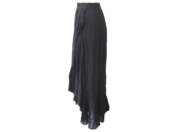 Falda midi cruzada de crepé en viscosa negra de Maje Jonala Negro - vista 2
