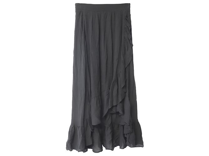 Falda midi cruzada de crepé en viscosa negra de Maje Jonala Negro - vista 5