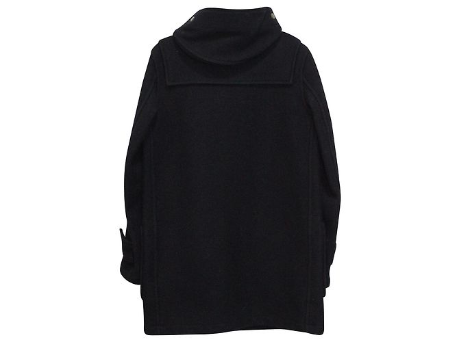 Cappotto Comme Des Garcons con cappuccio e chiusura a moschettone in lana blu navy - vista 2