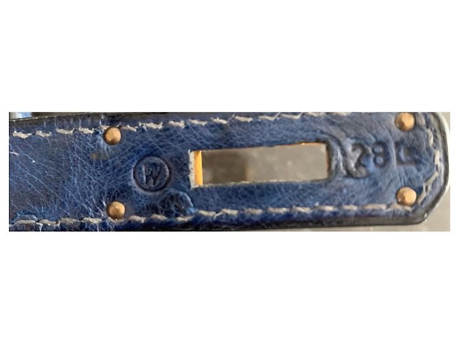 Hermès Kelly Sport MM Blu Pelle di Struzzo - vista 4