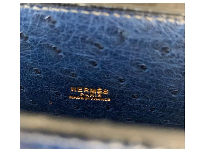Hermès Kelly Sport MM Blu Pelle di Struzzo - vista 5