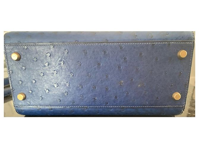 Hermès Kelly Sport MM Blu Pelle di Struzzo - vista 6