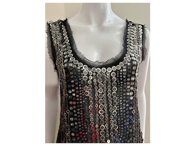 Anna Sui tulle and sequin mini dress, Generously sized Black Metallic - view 2