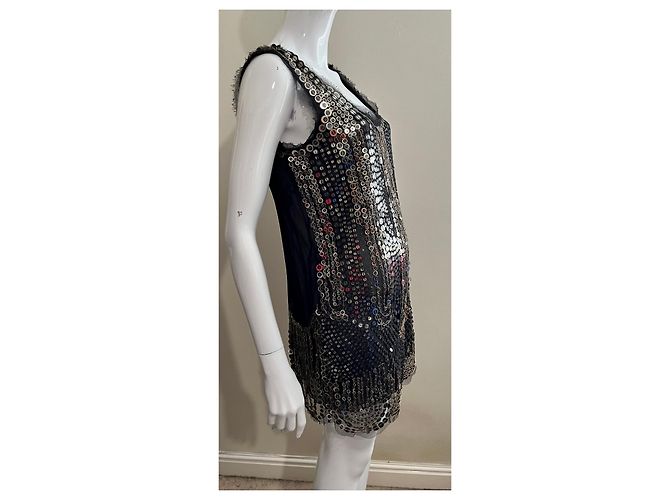 Anna Sui tulle and sequin mini dress, Generously sized Black Metallic - view 3