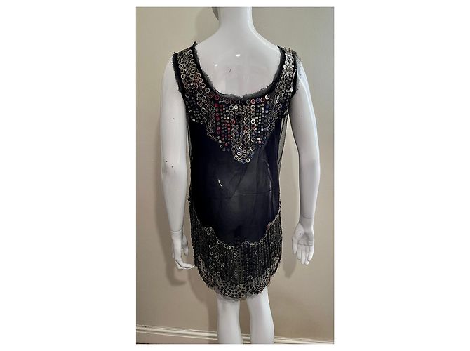 Anna Sui tulle and sequin mini dress, Generously sized Black Metallic - view 4