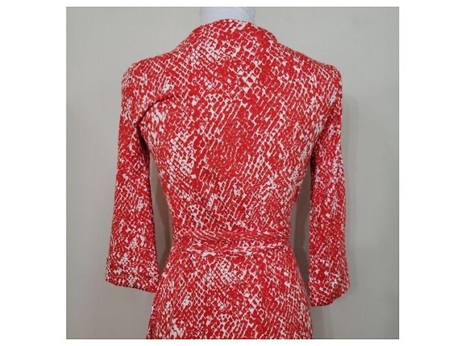Diane Von Furstenberg DVF New Julian Two Mini-Wickelkleid in Serpent Simple Tango Weiß Rot - Ansicht 5