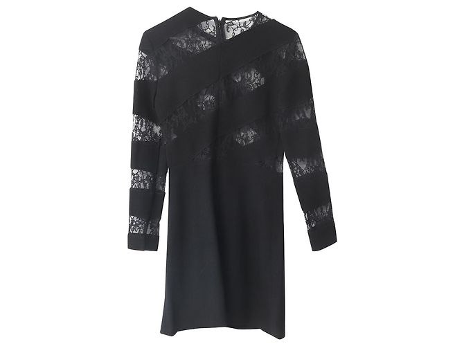Sandro Paris Kleid mit Spitzenausschnitt aus schwarzem Polyester - Ansicht 5