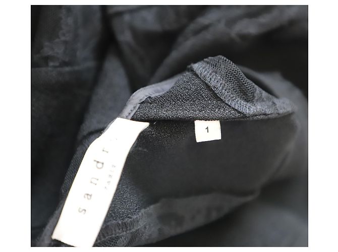 Sandro Paris Kleid mit Spitzenausschnitt aus schwarzem Polyester - Ansicht 8