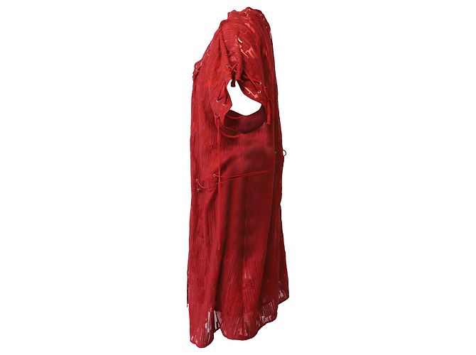 Iro Schnür-Midikleid aus rotem Polyester - Ansicht 2