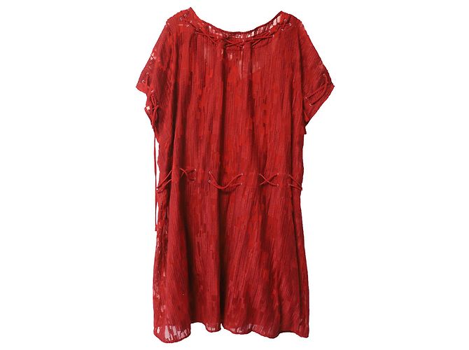 Iro Schnür-Midikleid aus rotem Polyester - Ansicht 4