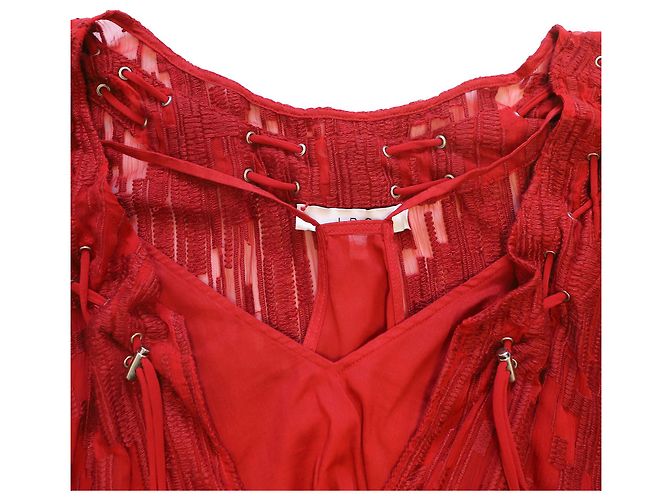 Iro Schnür-Midikleid aus rotem Polyester - Ansicht 6