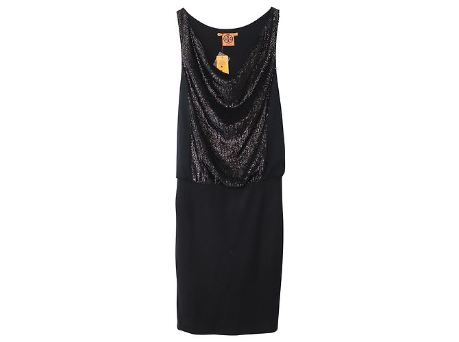 Tory Burch Racerback-Kleid aus schwarzem Polyester mit Pailletten - Ansicht 5