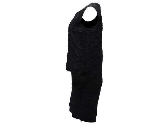 Maison Martin Margiela Maison Margiela – Etuikleid mit Waffelmuster aus schwarzer Polyester-Viskose - Ansicht 2
