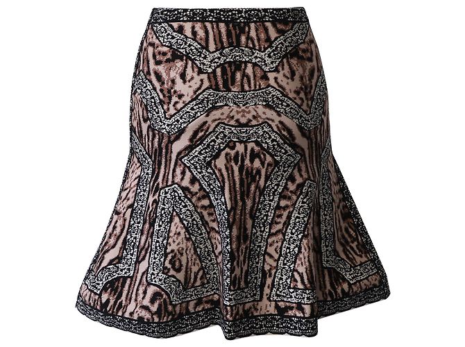 Herve Leger Flared Skirt in Multicolor Polyester Python print - view 3