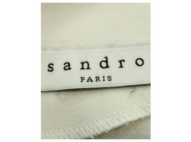 Vestido recto de poliéster blanco con adornos en las mangas de Sandro Paris - vista 4