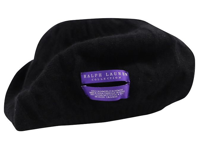 Cappello Beanie Ralph Lauren Purple Label in cashmere nero - vista 5