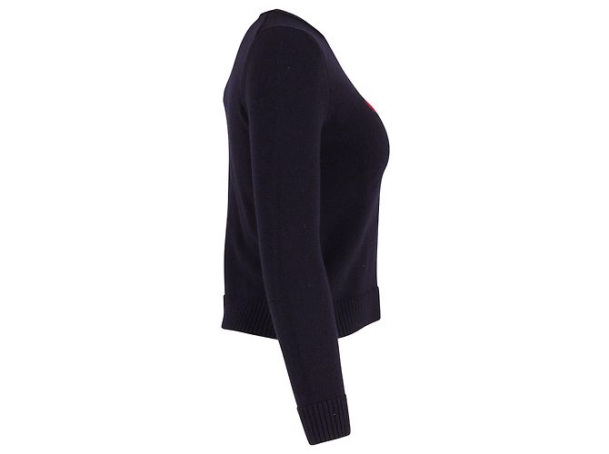 Alexa Chung Fun Guy Intarsienpullover aus marineblauer Wolle - Ansicht 2