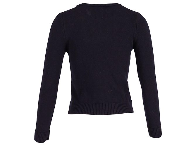 Alexa Chung Fun Guy Intarsienpullover aus marineblauer Wolle - Ansicht 3