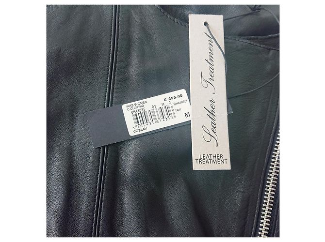 Giacca Ikks in pelle e georgette nera Nero - vista 10