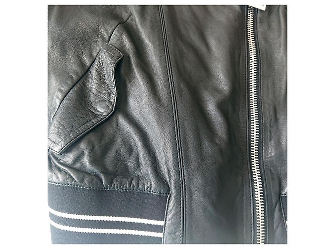 Giacca Ikks in pelle e georgette nera Nero - vista 4