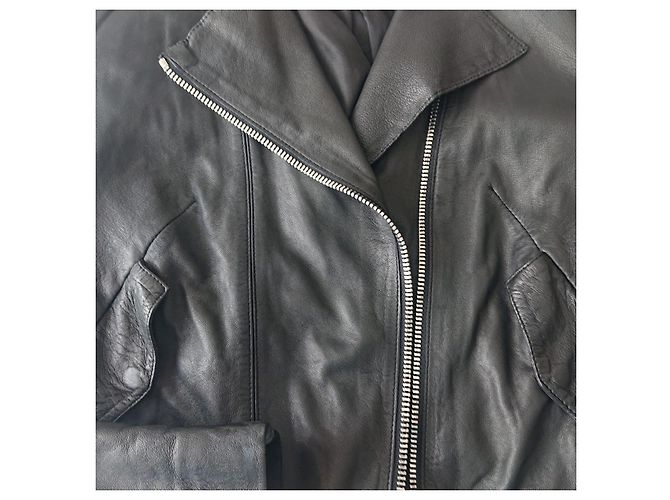 Giacca Ikks in pelle e georgette nera Nero - vista 7