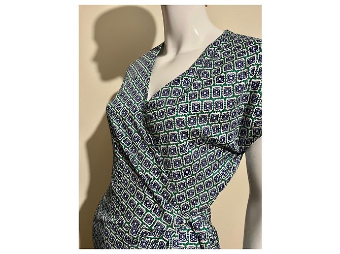 Diane Von Furstenberg Vestido cruzado de seda verde esmeralda Sascha de DvF Multicolor - vista 4