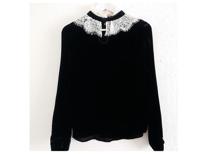 Manoush Bluse aus Samt und Spitze Schwarz - Ansicht 2