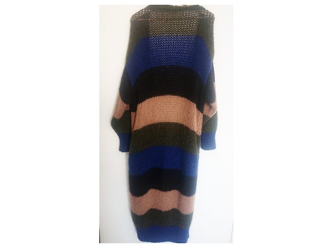 Autre Marque MOMONI gestreifte lange Strickjacke Wolle Mohair Mehrfarben - Ansicht 2