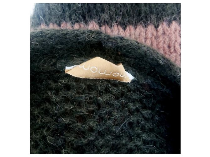 Autre Marque MOMONI gestreifte lange Strickjacke Wolle Mohair Mehrfarben - Ansicht 3