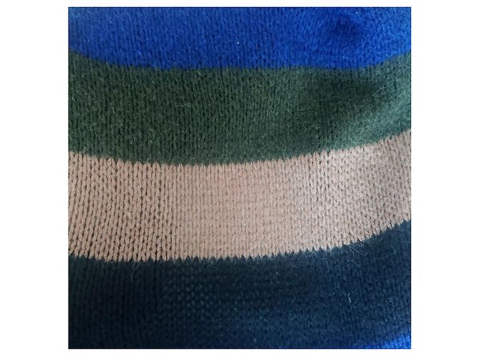 Autre Marque MOMONI gestreifte lange Strickjacke Wolle Mohair Mehrfarben - Ansicht 6