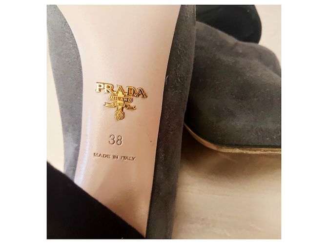 Salón-Botas PRADA ante gris/negro. - vista 10