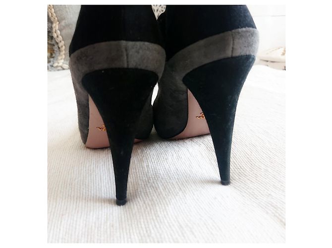 Salón-Botas PRADA ante gris/negro. - vista 4