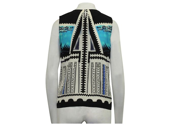 Mary Katrantzou Blusa sin mangas de seda estampada azul - vista 3